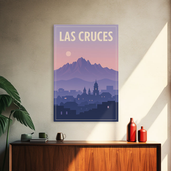 Las Cruces New Mexico Travel Poster, Canvas Print, Retro Sunset Skyline Art, Las Cruces Art Print, Modern Wall Decor, City Illustration