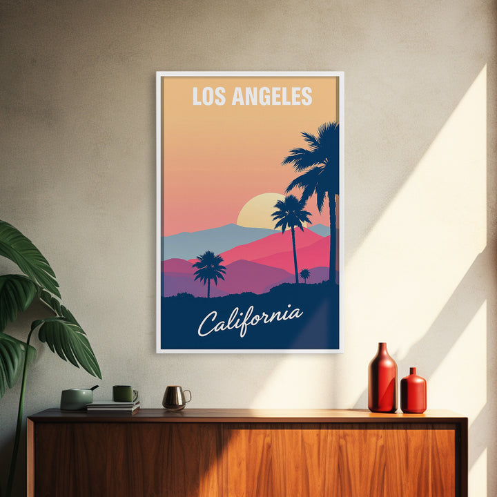Los Angeles California Travel Poster, Canvas Print, Mid Century City Wall Art, Los Angeles Travel Art, Art Print, Vintage City Art, Wall Art