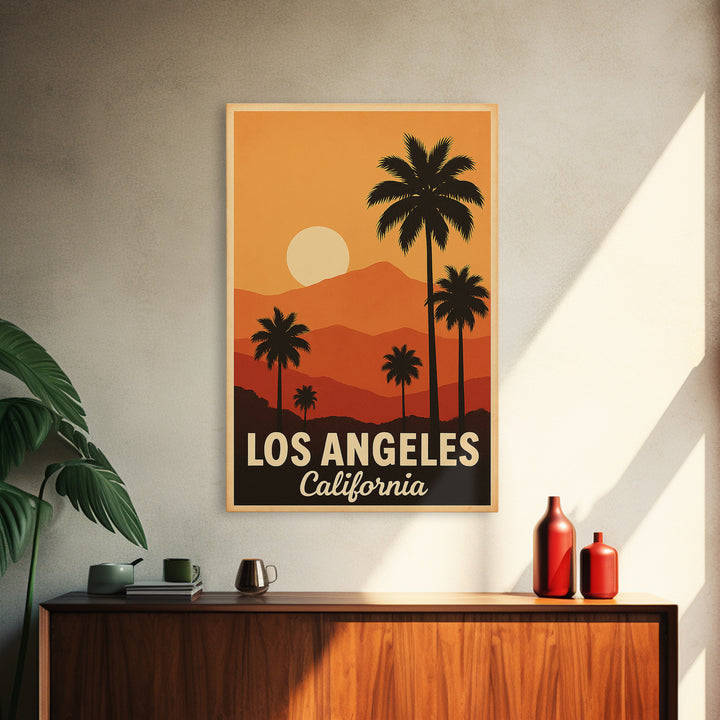 Los Angeles Travel Poster, Canvas Print, Mid Century City Wall Art, Los Angeles City Art, Retro Travel Print, Fine Art Print, Wall Art