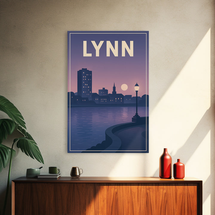 Lynn Travel Poster, Canvas Print, Mid Century City Wall Art, Lynn Poster Print, City Art Print, Vintage Travel Print, Travel Art Print