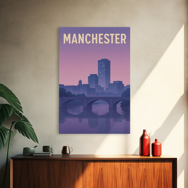 Manchester Travel Poster, Framed Canvas Print, Classic Travel Poster Art, Manchester Art Print, Travel Art Print, Fine Art Print