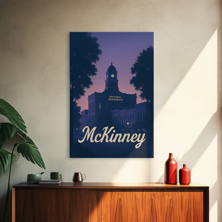 Mckinney Travel Poster, Framed Canvas Print, Classic Travel Poster Art, Mckinney City Art, Vintage City Poster, Retro Travel Print