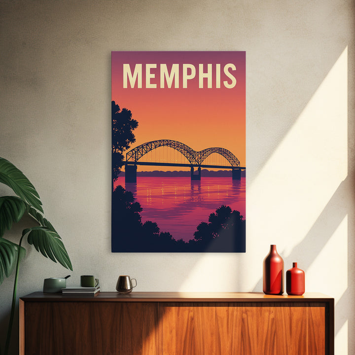 Memphis Tennessee Travel Poster, Framed Canvas Print, Vintage Travel Poster Art, Memphis Travel Art, Retro Travel Print, Fine Art Print