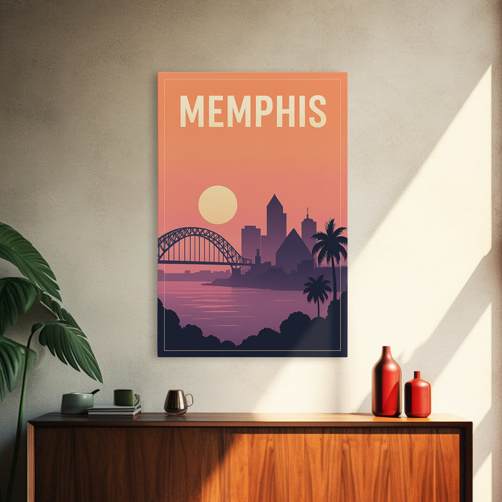 Memphis Travel Poster, Framed Canvas Print, Mid Century City Wall Art, Memphis Art Print, Home Office Decor, Fine Art Print, Poster Art