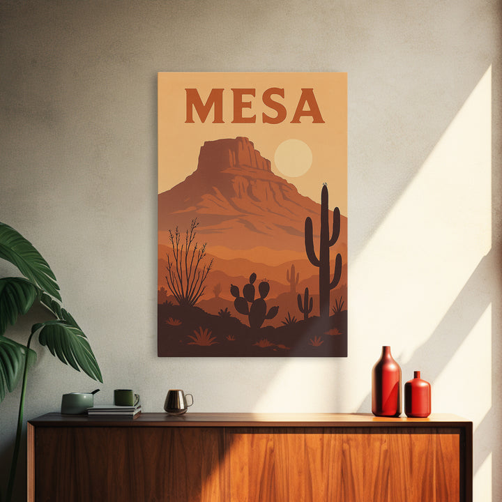 Mesa Arizona Travel Poster, Canvas Print, Retro Sunset Skyline Art, Mesa Poster Print, City Art Print, Vintage City Art, City Travel Prints