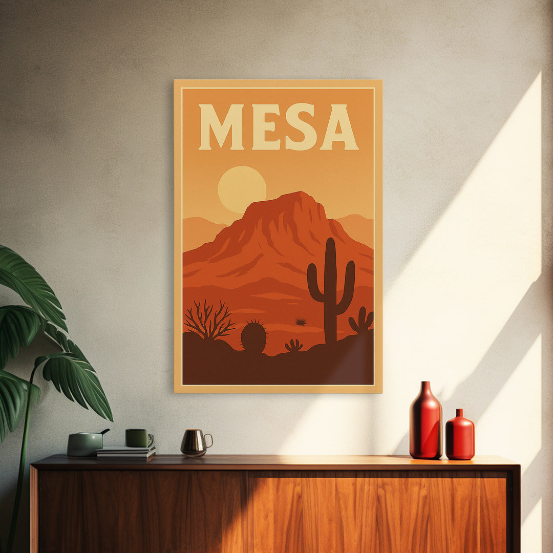 Mesa Travel Poster, Canvas Print, Classic Travel Poster Art, Mesa City Art, City Art Print, Travel Art Print, Travel Poster Art
