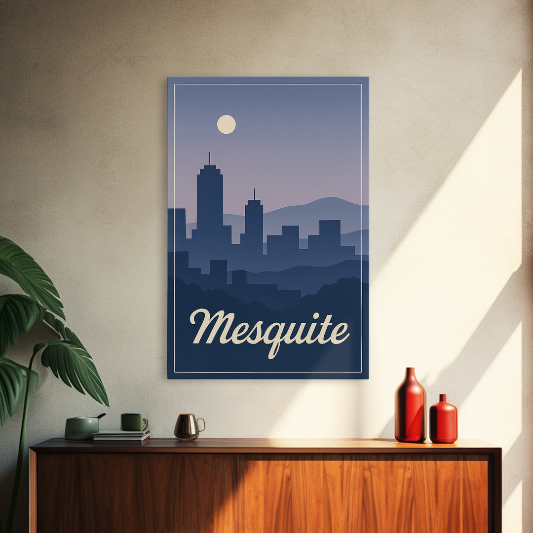 Mesquite Travel Poster, Framed Canvas Print, Mid Century City Wall Art, Mesquite Poster Print, Travel Poster Set, Home Office Decor