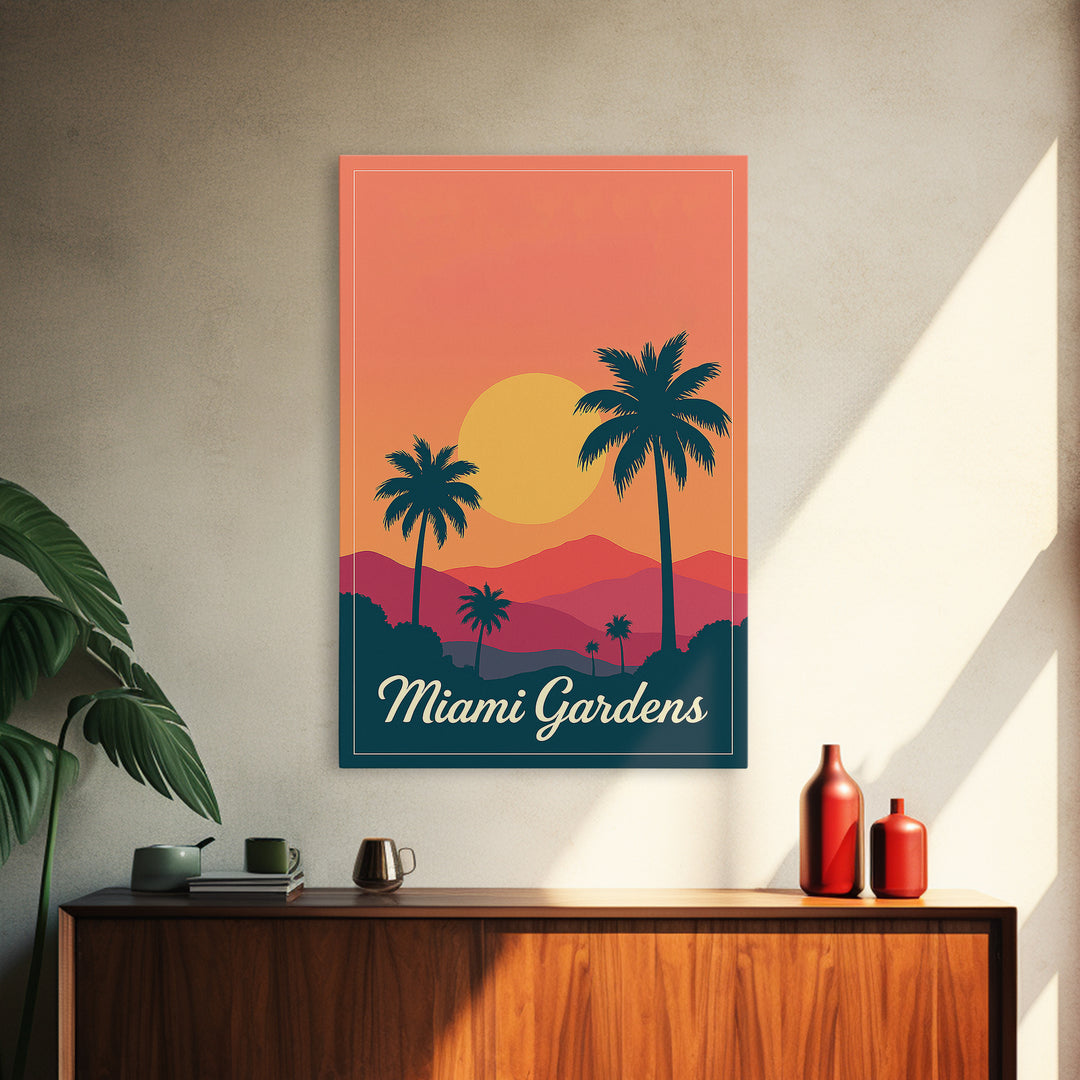 Miami Gardens Florida Travel Poster, Canvas Print, Vintage Travel Poster Art, Miami Gardens Poster Print, Gift For Travelers, City Art Print
