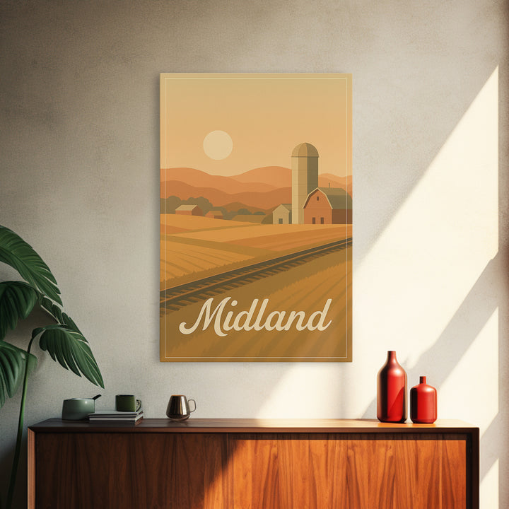 Midland Texas Travel Poster, Framed Canvas Print, Classic Travel Poster Art, Midland Wall Art, Travel Wall Art, Gift For Travelers