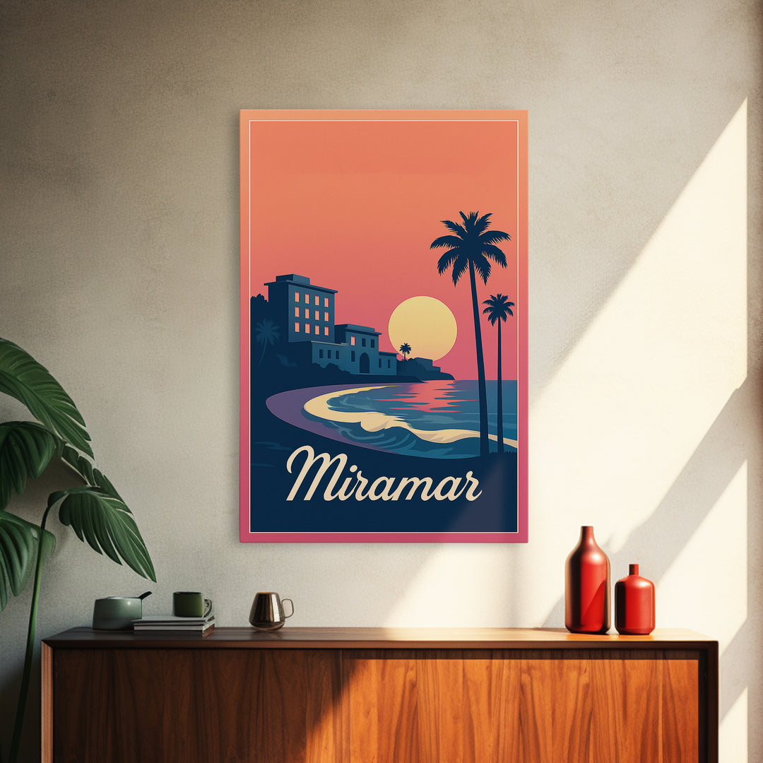 Miramar Florida Travel Poster, Canvas Print, Mid Century City Wall Art, Miramar City Art, Poster Art, Vintage City Poster, Travel Wall Art