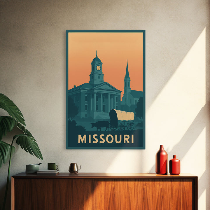 Missouri Travel Poster, Framed Canvas Print, Classic Travel Poster Art, Missouri Travel Art, Vintage City Poster, City Travel Prints
