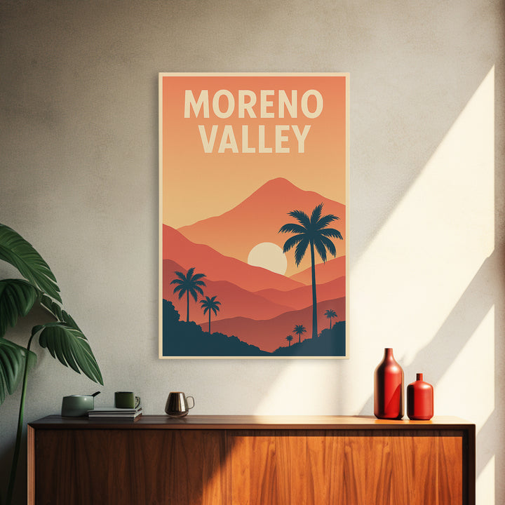 Moreno Valley Travel Poster, Canvas Print, Classic Travel Poster Art, Moreno Valley Travel Art, Vintage Travel Print, City Illustration