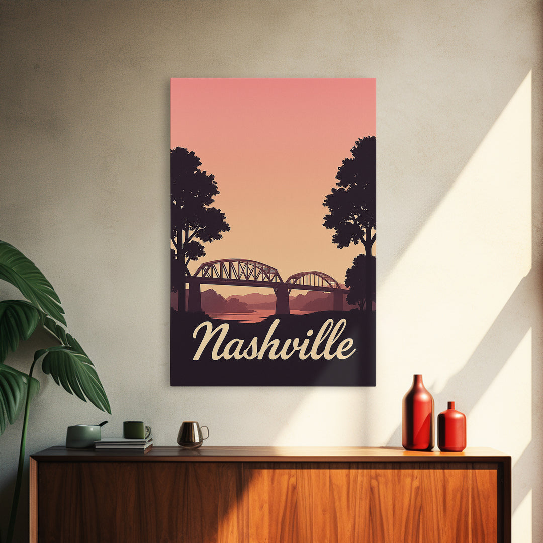 Nashville Tennessee Travel Poster, Canvas Print, Vintage Travel Poster Art, Nashville City Art, Vintage Travel Art, Living Room Wall Art