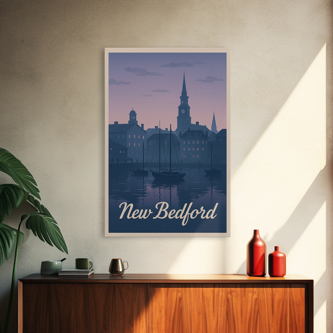 New Bedford Travel Poster, Framed Canvas Print, Vintage Travel Poster Art, New Bedford Poster Print, Fine Art Print, Vintage Travel Art