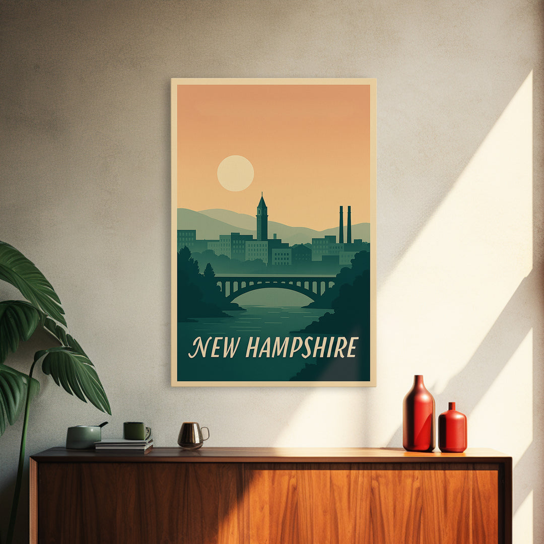 New Hampshire Travel Poster, Canvas Print, Mid Century City Wall Art, New Hampshire Poster Print, City Art Print, Travel Poster Set