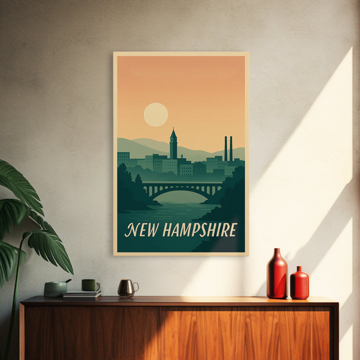 New Hampshire Travel Poster, Canvas Print, Mid Century City Wall Art, New Hampshire Poster Print, City Art Print, Travel Poster Set