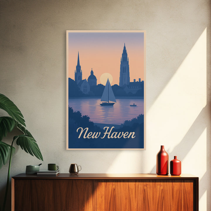 New Haven Travel Poster, Framed Canvas Print, Classic Travel Poster Art, New Haven City Art, Gift For Travelers, Vintage Travel Print