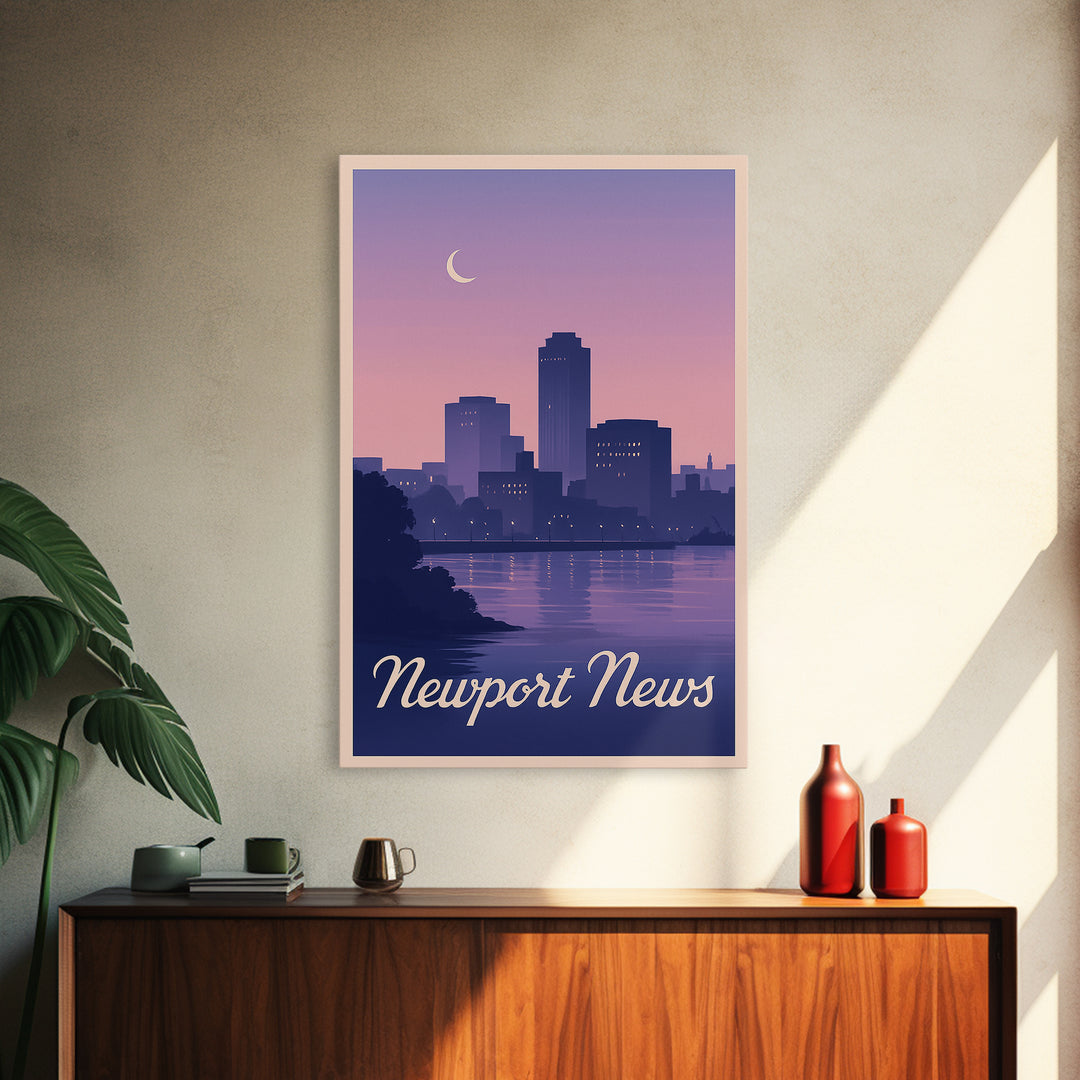 Newport News Travel Poster, Framed Canvas Print, Classic Travel Poster Art, Newport News Wall Art, Vintage Travel Art, Vintage City Art