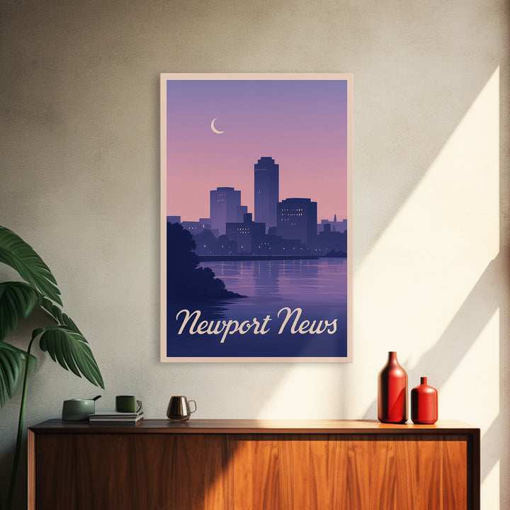 Newport News Travel Poster, Framed Canvas Print, Classic Travel Poster Art, Newport News Wall Art, Vintage Travel Art, Vintage City Art