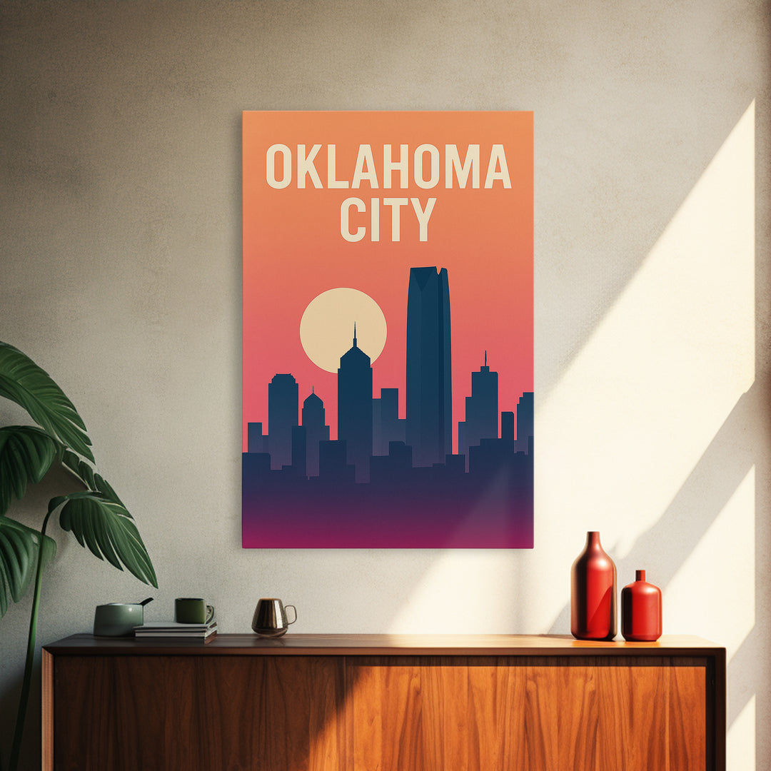 Oklahoma City Oklahoma Travel Poster, Canvas Print, Vintage Travel Poster Art, Oklahoma City Poster Print, Travel Poster Art, Landscape Art