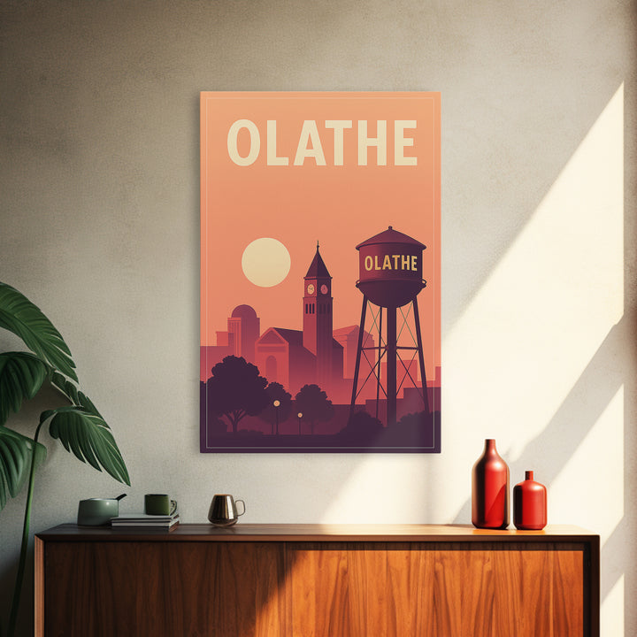 Olathe Travel Poster, Canvas Print, Mid Century City Wall Art, Olathe Travel Art, Travel Wall Art, Home Office Decor, City Illustration