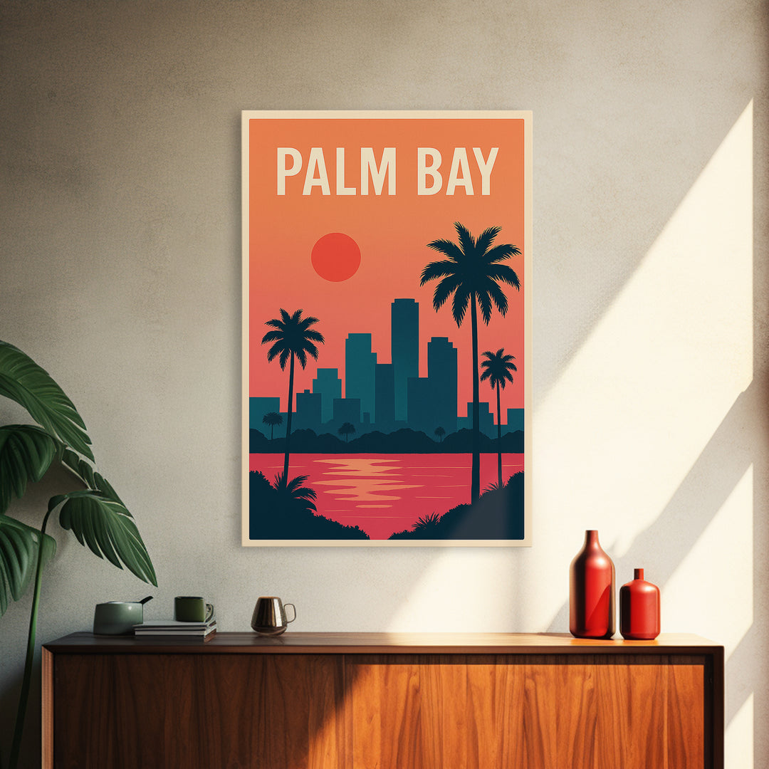 Palm Bay Travel Poster, Canvas Print, Classic Travel Poster Art, Palm Bay Wall Art, Gift For Travelers, Vintage Travel Print, Poster Art