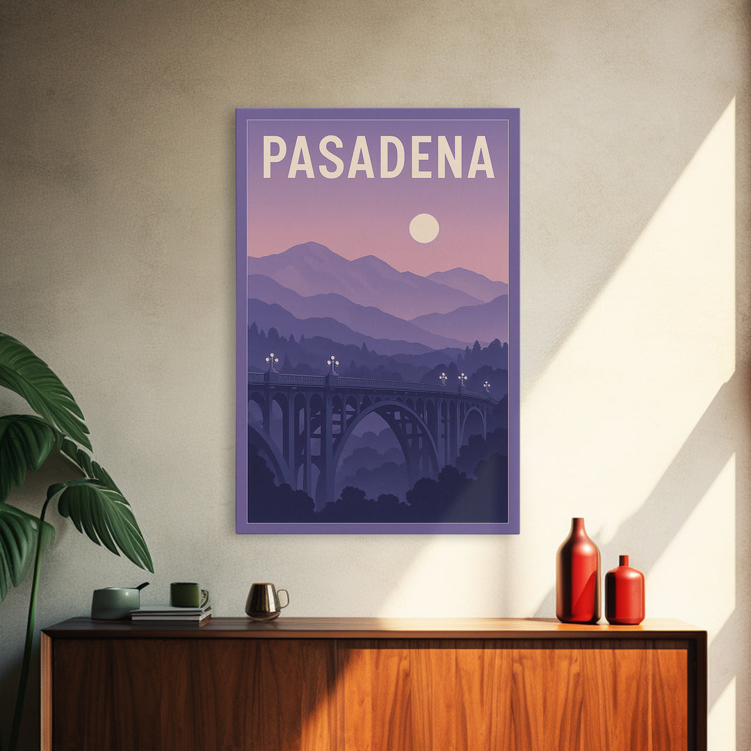 Pasadena California Travel Poster, Canvas Print, Mid Century City Wall Art, Pasadena City Art, Travel Print, Vintage City Poster, Wall Art