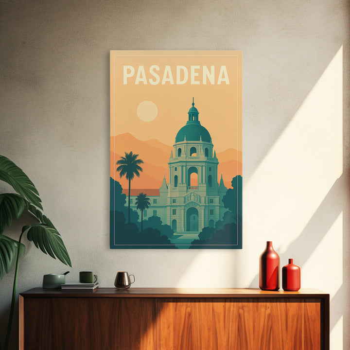 Pasadena Travel Poster, Canvas Print, Mid Century City Wall Art, Pasadena Poster Print, Travel Poster Art, Mid Century Wall Art