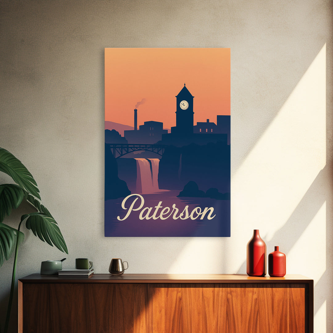 Paterson New Jersey Travel Poster, Canvas Print, Mid Century City Wall Art, Paterson Print, Vintage City Poster, Vintage City Art, Design 2