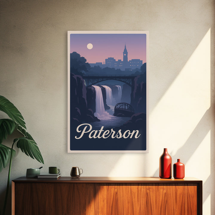 Paterson Travel Poster, Framed Canvas Print, Mid Century City Wall Art, Paterson Poster Print, Travel Poster Set, Gift For Travelers
