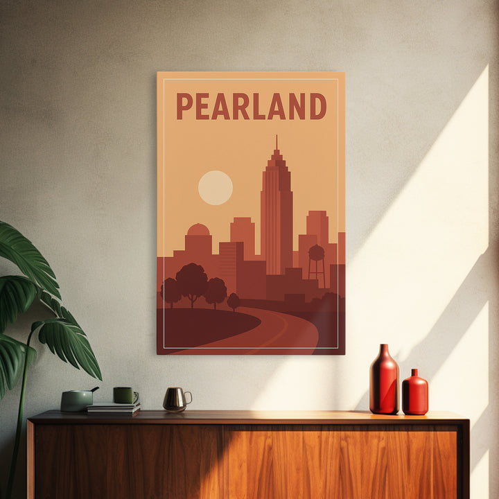 Pearland Travel Poster, Canvas Print, Mid Century City Wall Art, Pearland City Art, Vintage City Art, Retro Travel Print, Travel Art Print