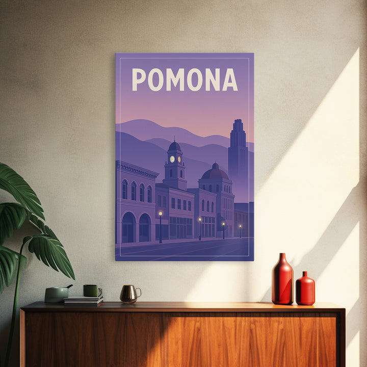 Pomona California Travel Poster, Canvas Print, Classic Travel Poster Art, Pomona City Art, Wall Art, Wanderlust Decor, City Art Print