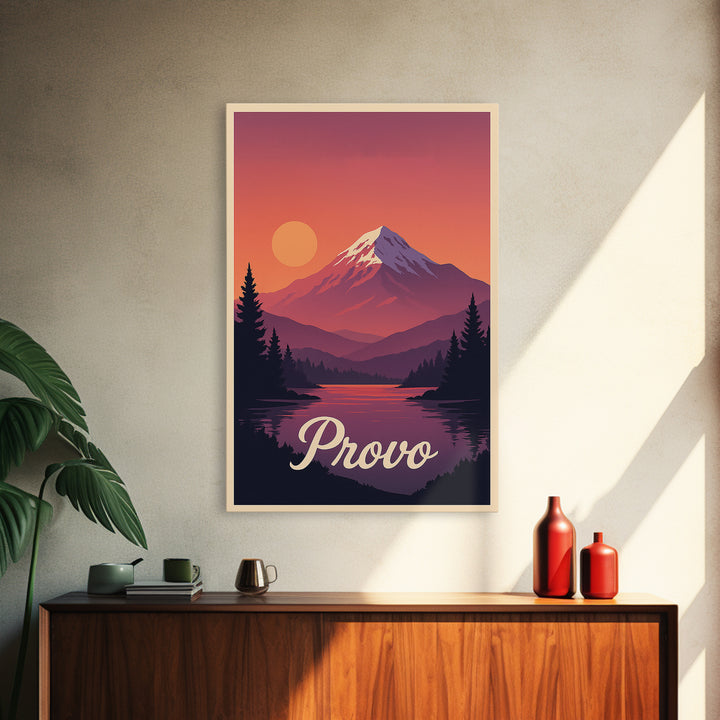 Provo Utah Travel Poster, Canvas Print, Vintage Travel Poster Art, Provo Wall Art, City Travel Prints, Fine Art Print, Retro Travel Print