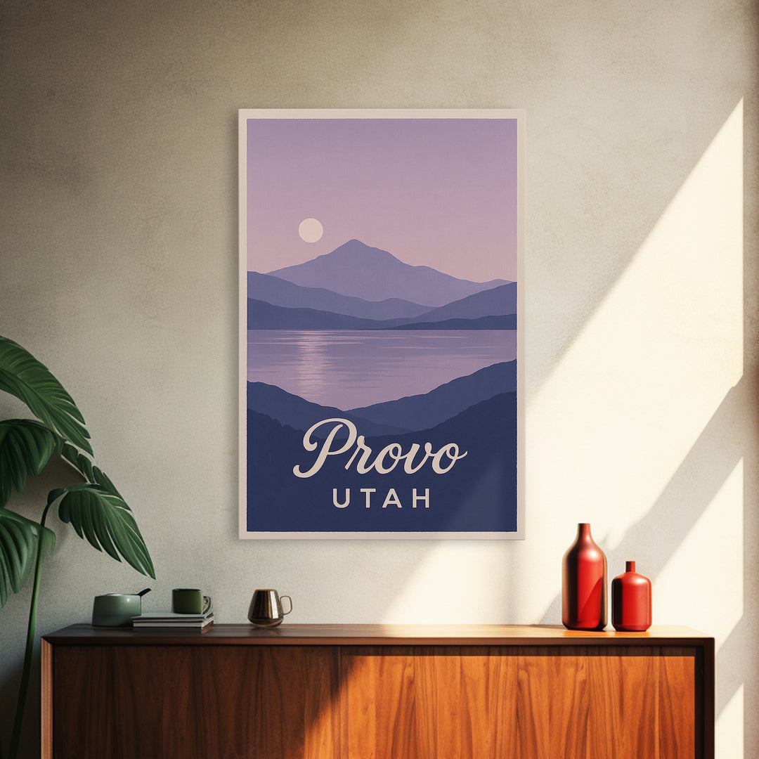 Provo Travel Poster, Framed Canvas Print, Classic Travel Poster Art, Provo Poster Print, Vintage City Art, Vintage Travel Art, Wall Art