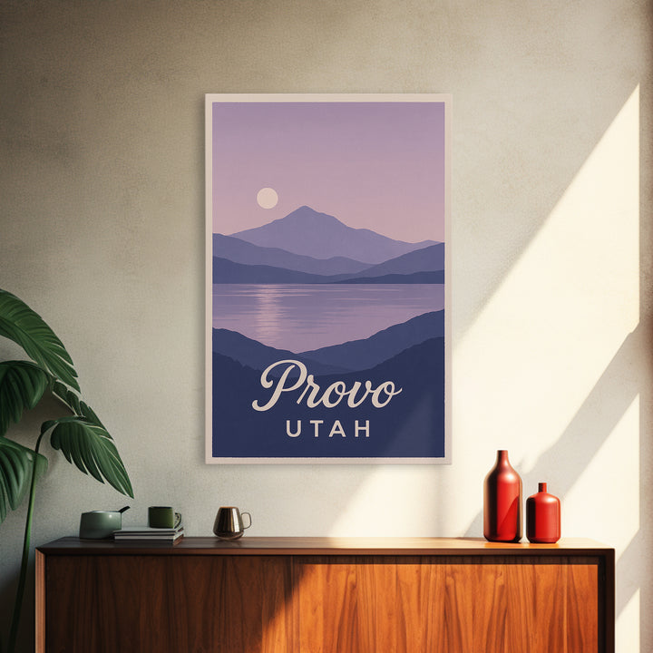 Provo Travel Poster, Framed Canvas Print, Classic Travel Poster Art, Provo Poster Print, Vintage City Art, Vintage Travel Art, Wall Art