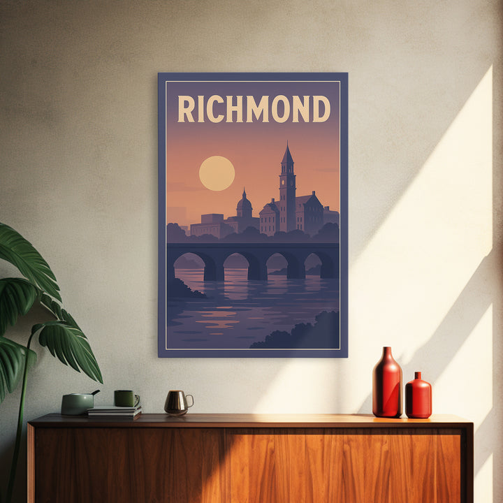 Richmond Travel Poster, Canvas Print, Classic Travel Poster Art, Richmond Travel Art, Modern Wall Decor, Living Room Wall Art, Design 2