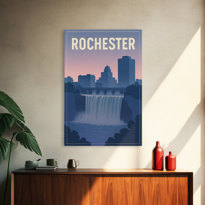 Rochester New York Travel Poster, Canvas Print, Mid Century City Wall Art, Rochester Wall Art, Vintage City Poster, Vintage Travel Art