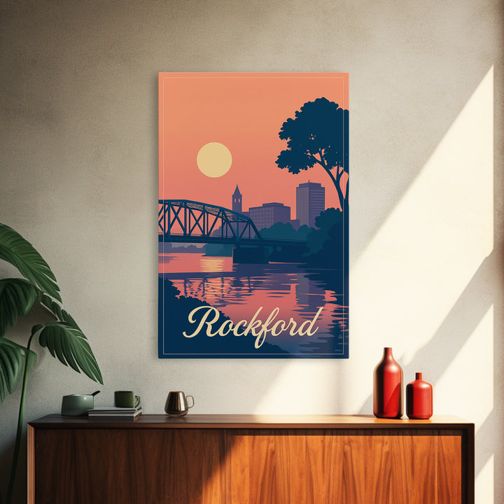 Rockford Illinois Travel Poster, Canvas Print, Classic Travel Poster Art, Rockford City Art, Travel Wall Art, Wall Decor, Fine Art Print