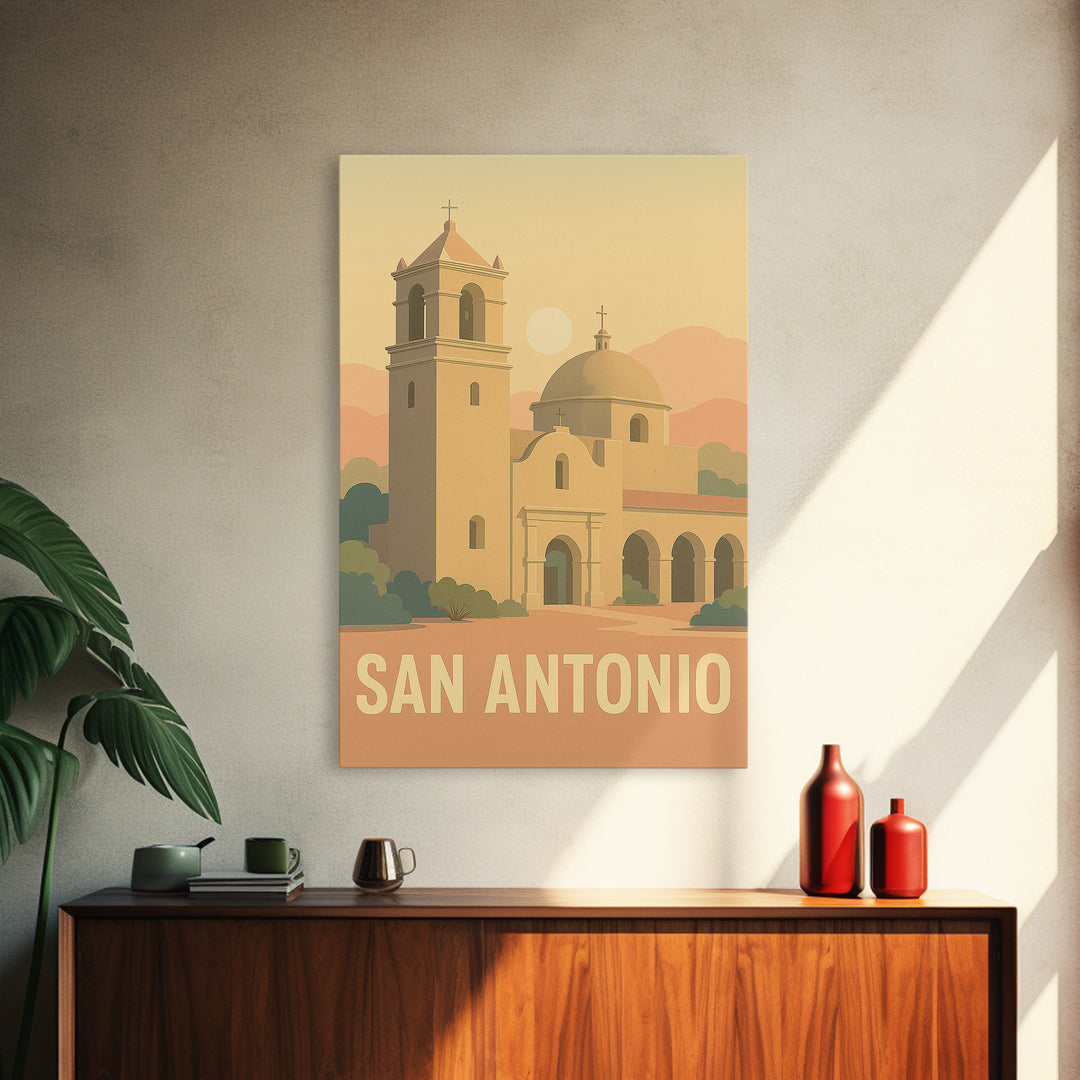San Antonio Travel Poster, Canvas Print, Mid Century City Wall Art, San Antonio City Art, Vintage City Art, Retro Travel Print