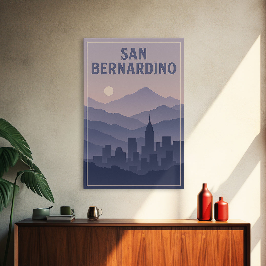 San Bernardino California Travel Poster, Canvas Print, Mid Century City Wall Art, San Bernardino Travel Art, Modern Wall Decor, Wall Art