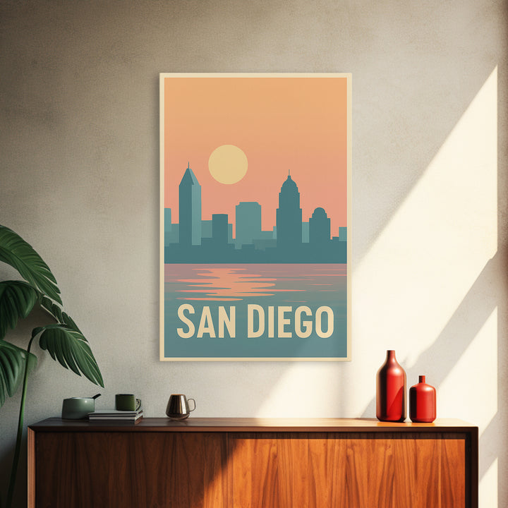 San Diego Travel Poster, Canvas Print, Classic Travel Poster Art, San Diego Travel Art, Fine Art Print, Travel Art Print, City Illustration