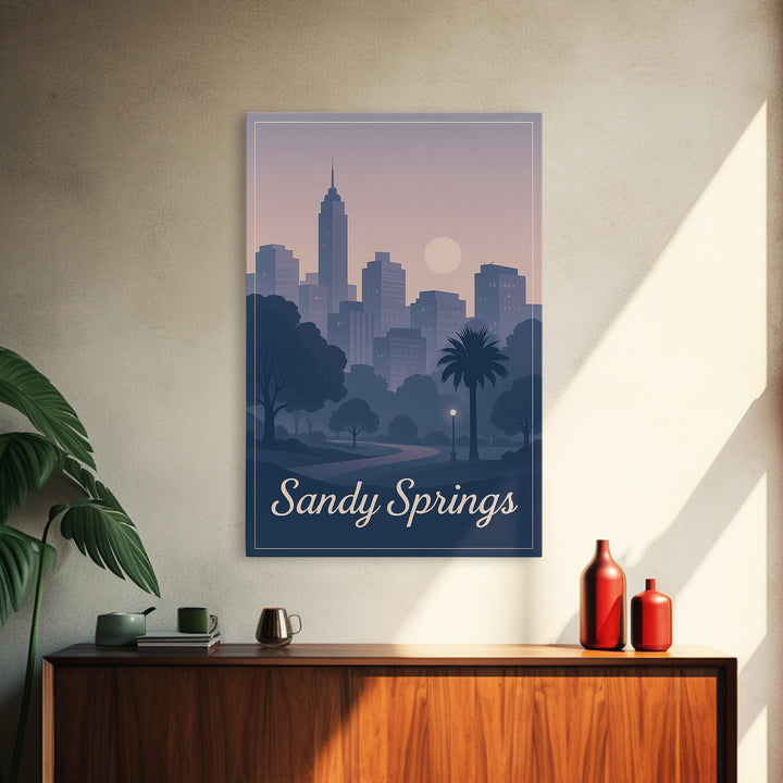 Sandy Springs Travel Poster, Framed Canvas Print, Classic Travel Poster Art, Sandy Springs Travel Art, City Art Print, Travel Poster Art