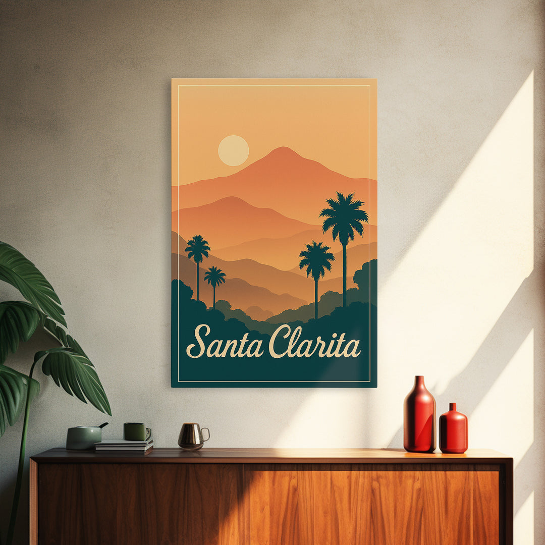 Santa Clarita California Travel Poster, Canvas Print, Classic Travel Poster Art, Santa Clarita Wall Art, Modern Wall Decor, Wall Decor