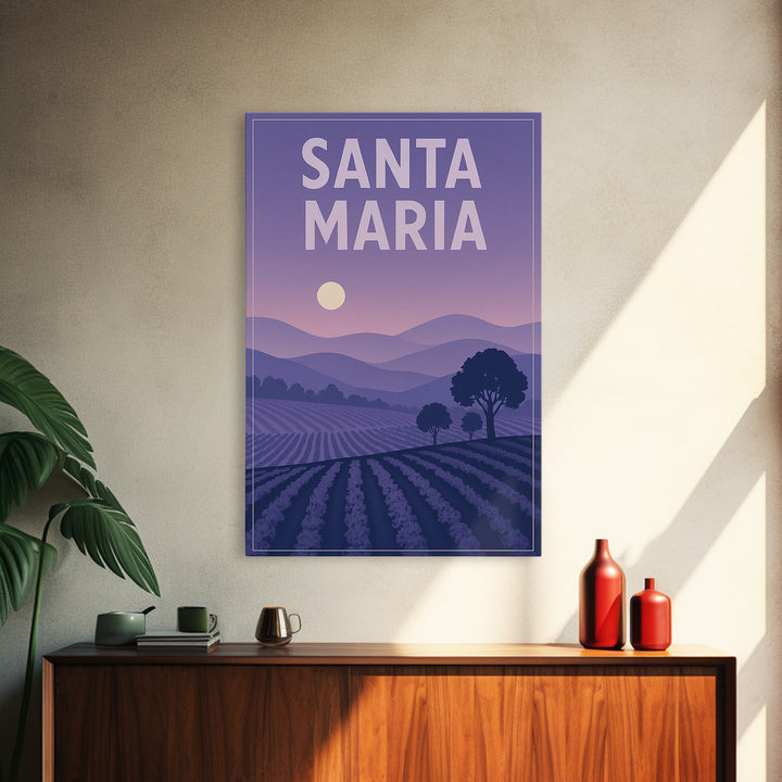 Santa Maria California Travel Poster, Canvas Print, Mid Century City Wall Art, Santa Maria Travel Art, City Illustration, Wall Decor
