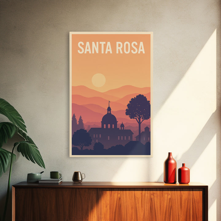 Santa Rosa Travel Poster, Framed Canvas Print, Classic Travel Poster Art, Santa Rosa City Art, Travel Art Print, Fine Art Print