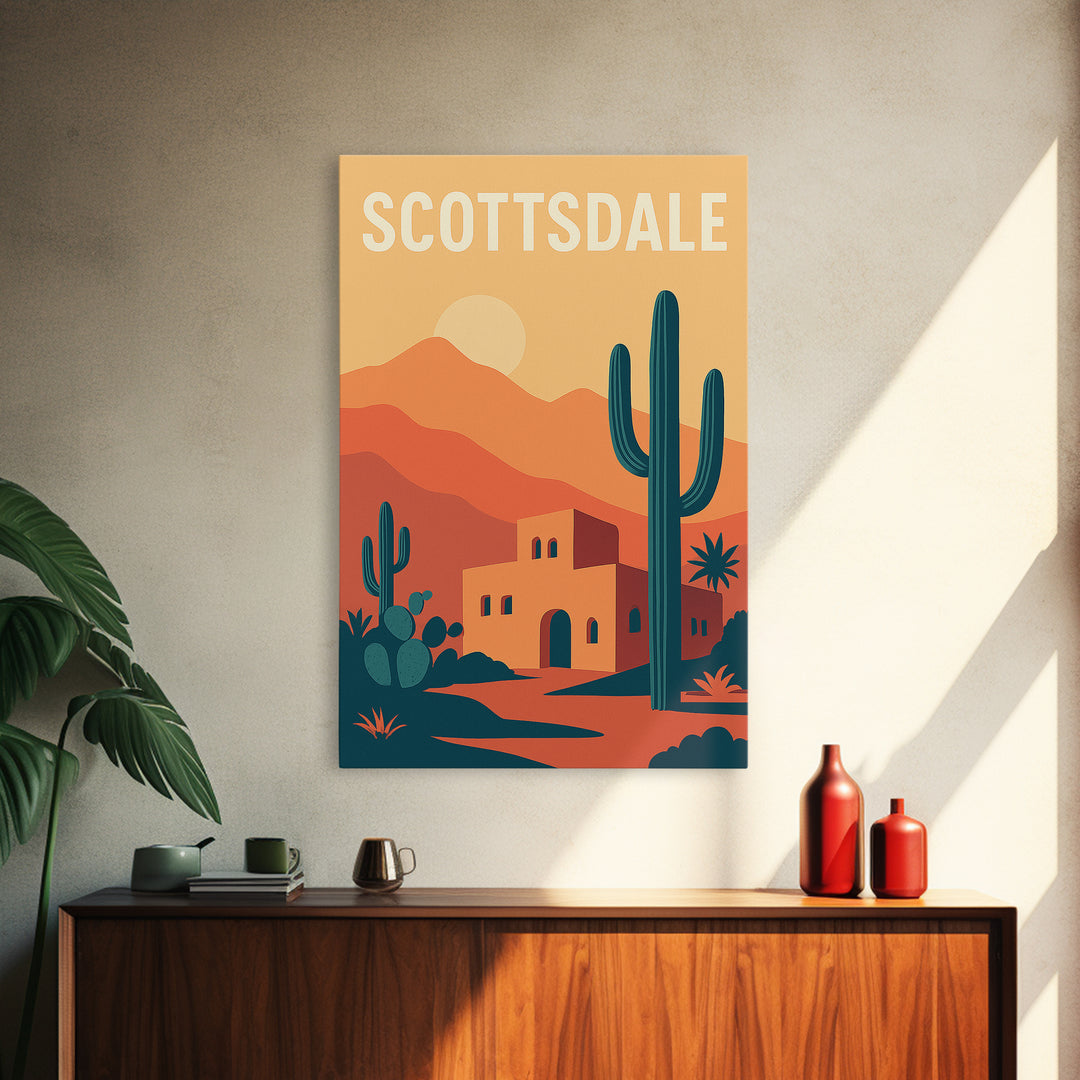 Scottsdale Travel Poster, Canvas Print, Vintage Travel Poster Art, Scottsdale Poster Print, Vintage City Poster, Fine Art Print