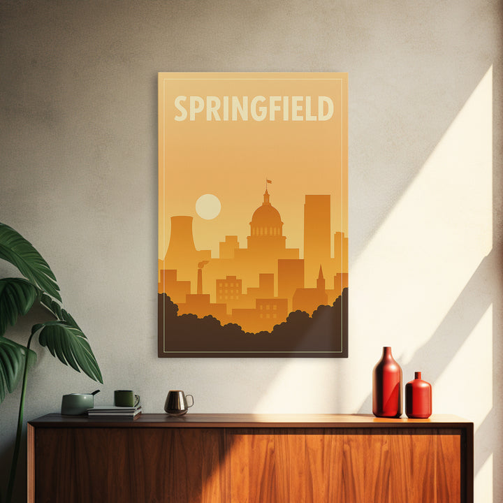 Sprinfield Travel Poster, Canvas Print, Classic Travel Poster Art, Sprinfield Wall Art, City Illustration, Vintage Travel Art, Wall Art