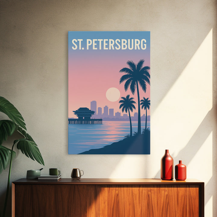 St Petersburg Florida Travel Poster, Canvas Print, Mid Century City Wall Art, St Petersburg Art Print, City Travel Prints, Travel Print