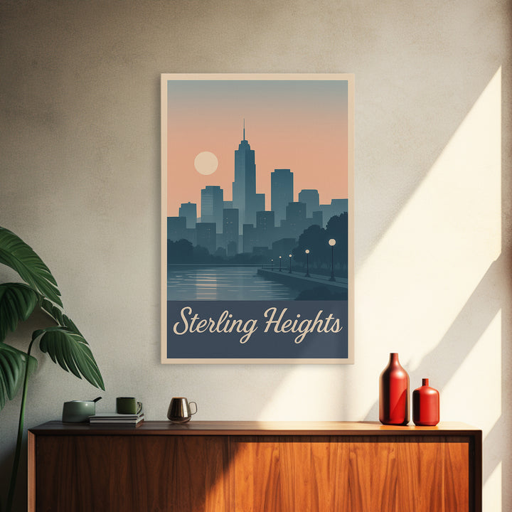 Sterling Heights Travel Poster, Canvas Print, Vintage Travel Poster Art, Sterling Heights Art Print, Travel Art Print, Gift For Travelers