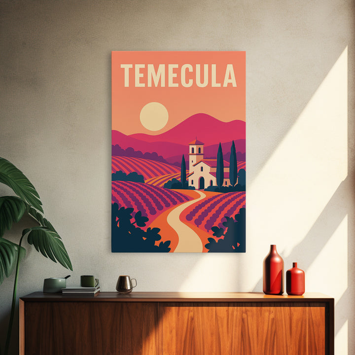 Temecula Travel Poster, Framed Canvas Print, Mid Century City Wall Art, Temecula Poster Print, Travel Art Print, Travel Poster Set